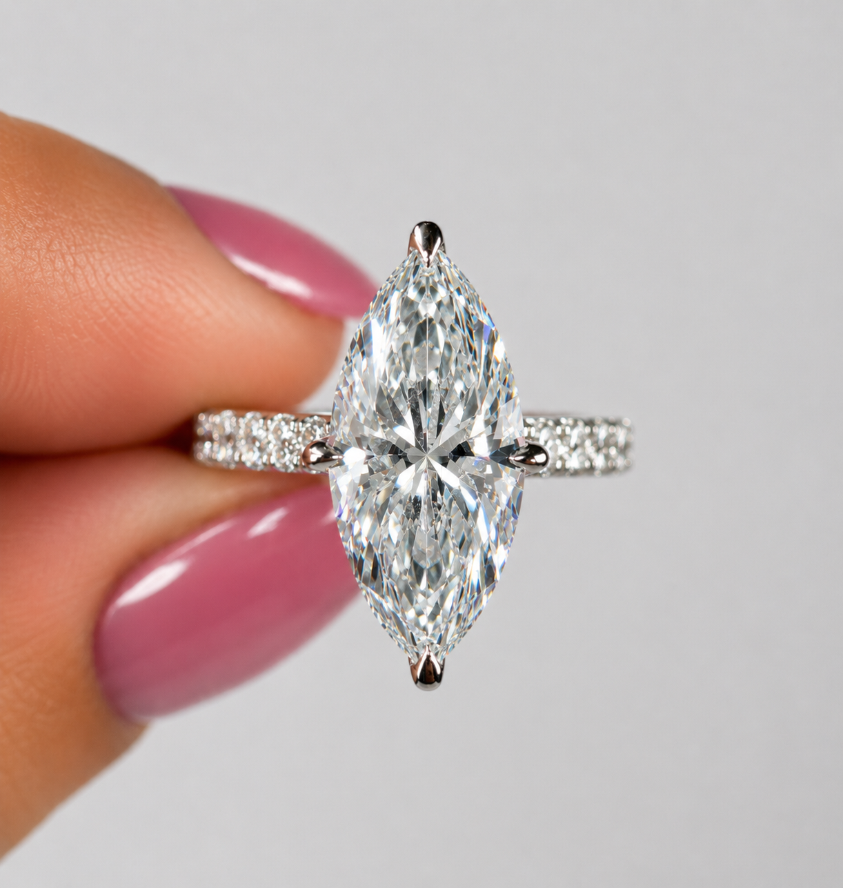 5.65 Carat Platinum Marquise Cut Hidden Halo Diamond Engagement Ring